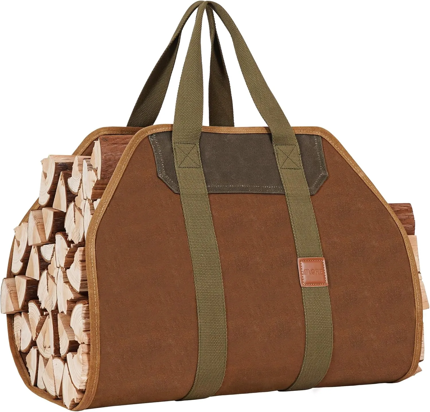 1MORE Firewood Carrier - Wood Carrier for Firewood,Log Carrier for Firewood Tote Bag, 40"X19" Canvas Firewood Carrier, Water Resistant Log Tote Wood Carrying Bag With Handles,Fireplace Tools.Rust