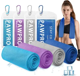 4 Packs Cooling Towels(40"x12"), Soft Breathable Cooling Towels for Neck and Face with Waterproof Bag & Carabiner, Microfiber Cooling Towel for Yoga, Sport, Running, Gym, Workout, Camping, Fitness