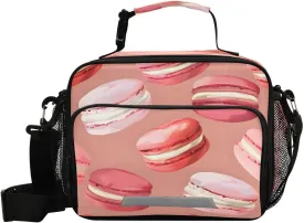 ALAZA Macaron Red Lunch Bag Reusable Insulated Cooler Lunch Tote Bag with Adjustable Shoulder Strap for Boys Girls Travel Picnic