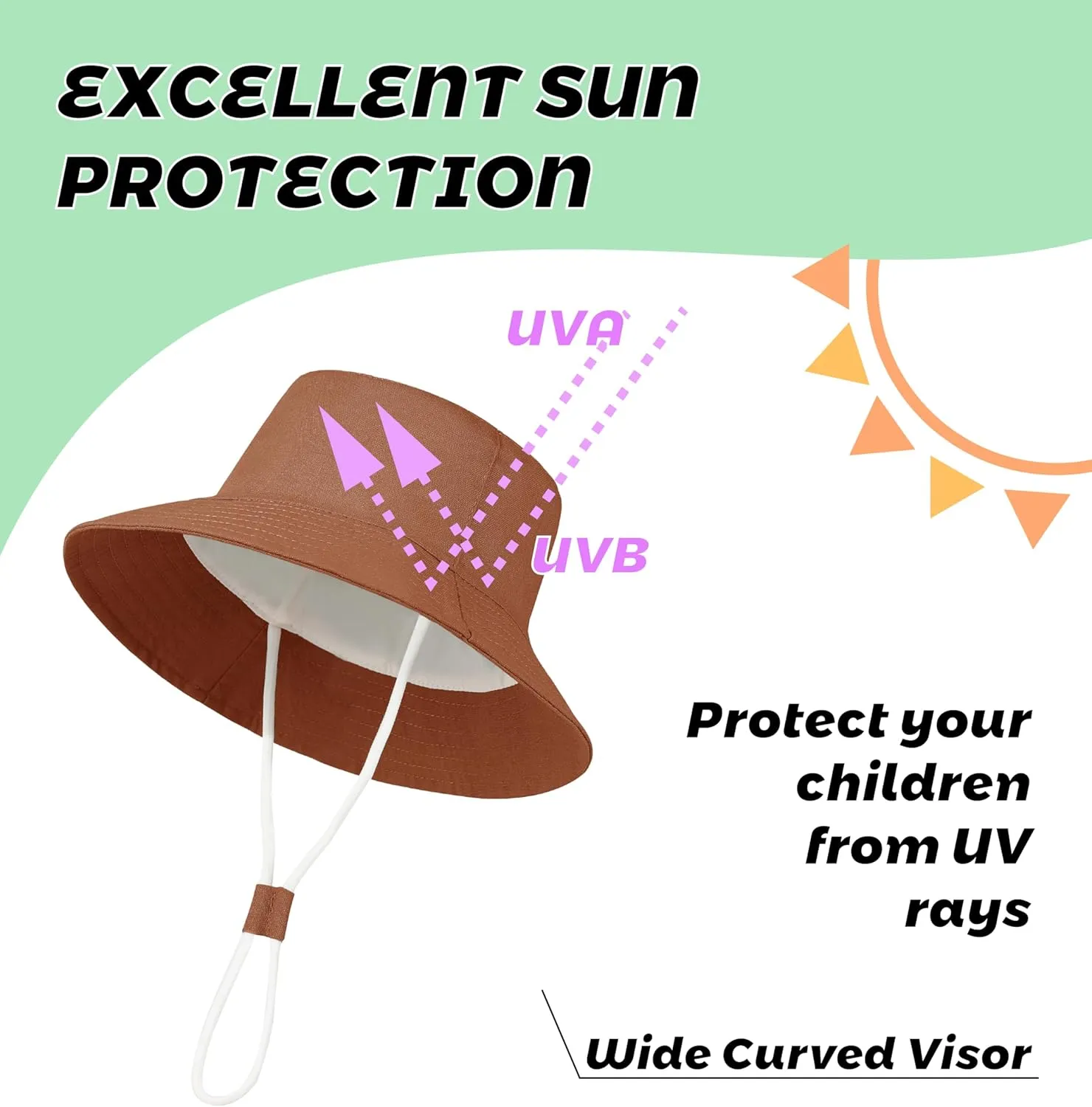 Baby Sun Hat Toddler Bucket Hats Summer Sun Protective Kids Beach Hats Wide Brim Outdoor Camping Hat for Boys Girls