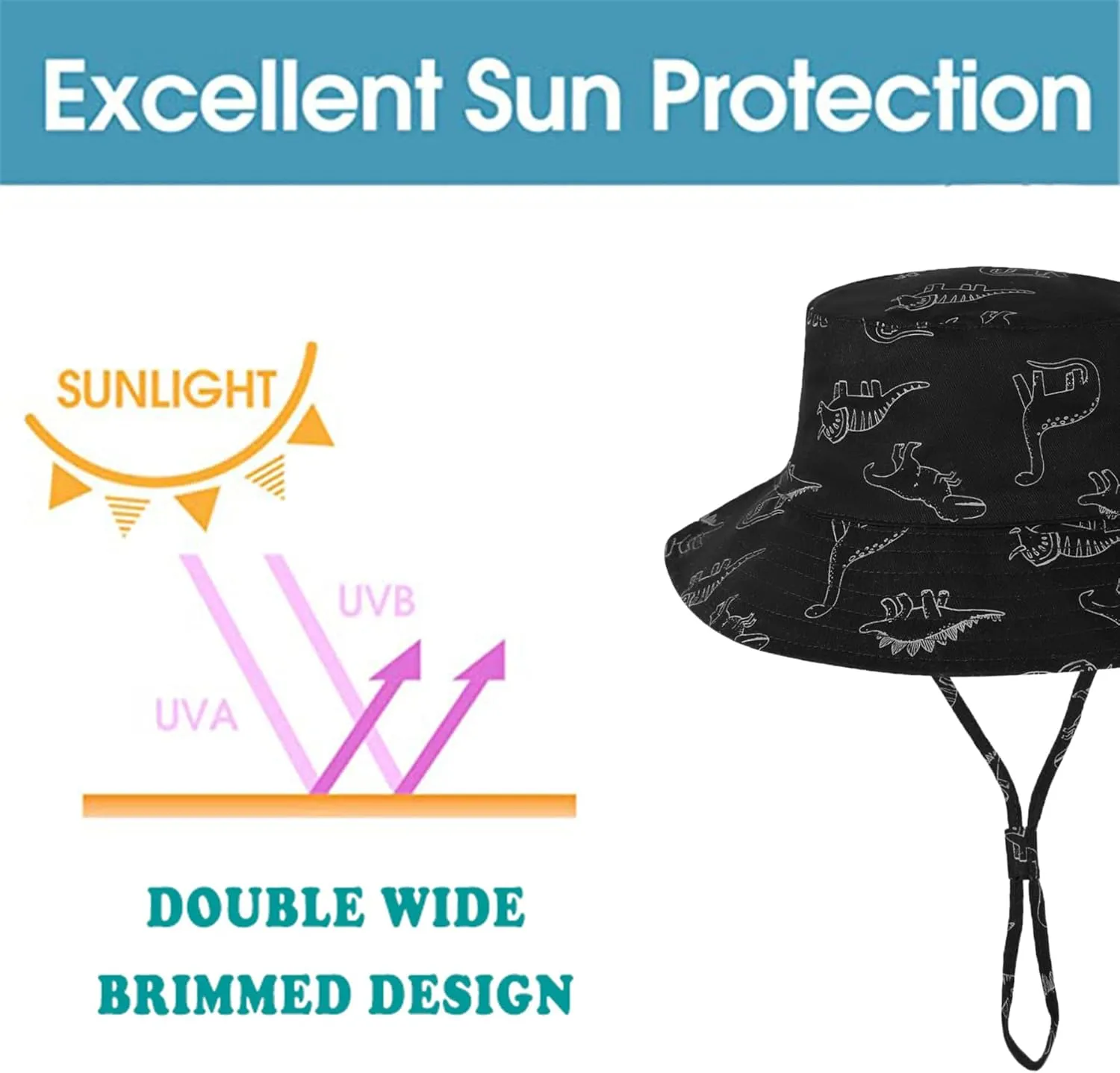 Baby Sun Hat UPF 50  Sun Protective Toddler Bucket Hat Summer Kids Beach Hats Wide Brim Outdoor Play Hat for Boys Girls