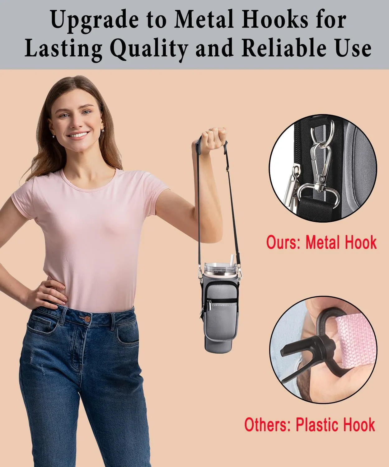 Carrier Bag with Phone Pocket for Stanley 40 oz Tumbler with Handle & Simple Modern 40oz Tumbler - Water Bottle Sling Sleeve Holder for Stanley Cup Accessories with Adjustable Shoulder & Hand Strap