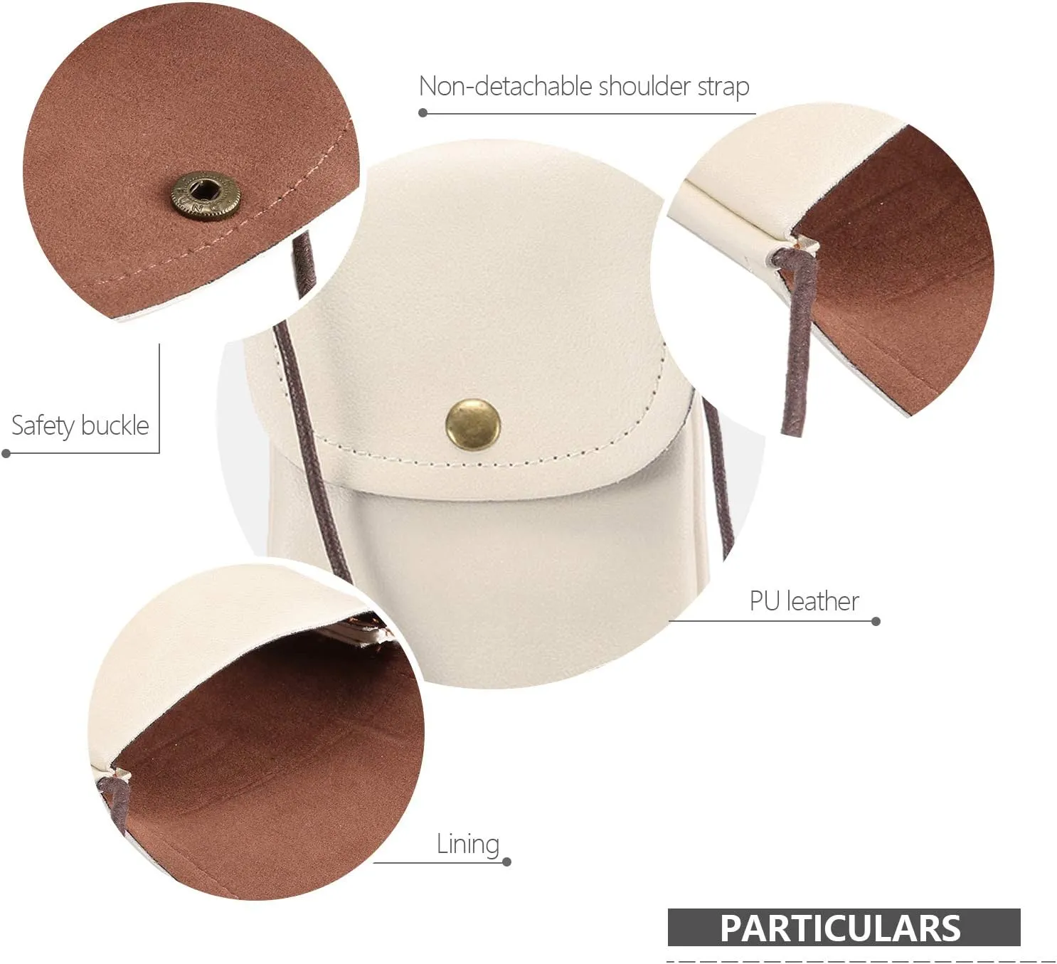 Cell Phone Neck Pouch, PU Leather Carrying Bag with Card Holder Adjustable Strap, Small Travel Purse for iPhone 11 XR XS Max SE 8 7 6 Plus, Galaxy S20 S10 A54 A10, Moto G6 (Cream White)
