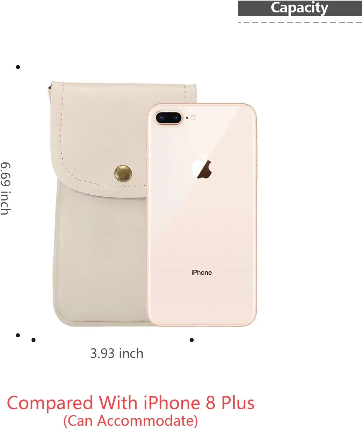 Cell Phone Neck Pouch, PU Leather Carrying Bag with Card Holder Adjustable Strap, Small Travel Purse for iPhone 11 XR XS Max SE 8 7 6 Plus, Galaxy S20 S10 A54 A10, Moto G6 (Cream White)
