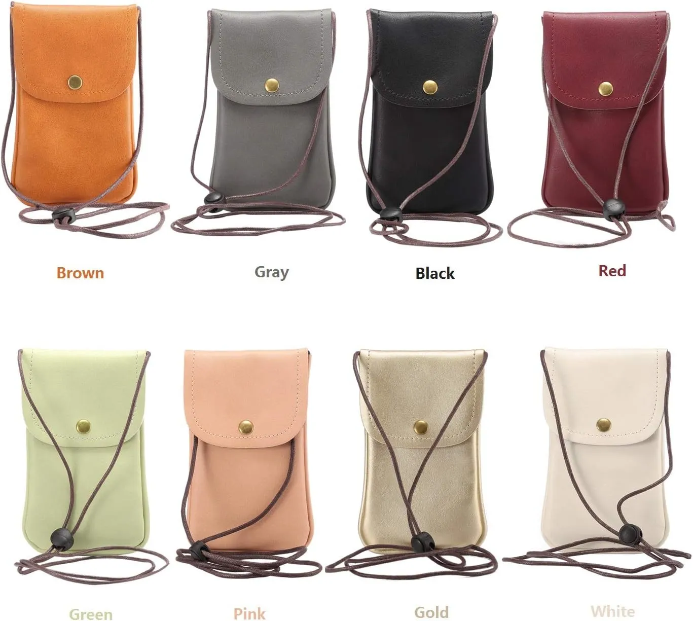 Cell Phone Neck Pouch, PU Leather Carrying Bag with Card Holder Adjustable Strap, Small Travel Purse for iPhone 11 XR XS Max SE 8 7 6 Plus, Galaxy S20 S10 A54 A10, Moto G6 (Cream White)