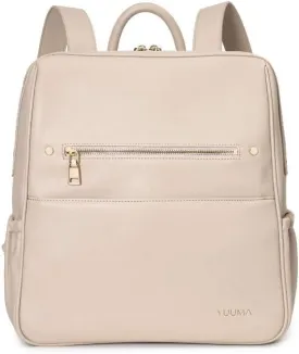 Collection Original Diaper Backpack - Vegan Leather Baby Bag - Gold Zipper - Multiple Pockets - Easy Clean Nylon Interior - Many Colors - Modern Diaper Bag (Ivory)