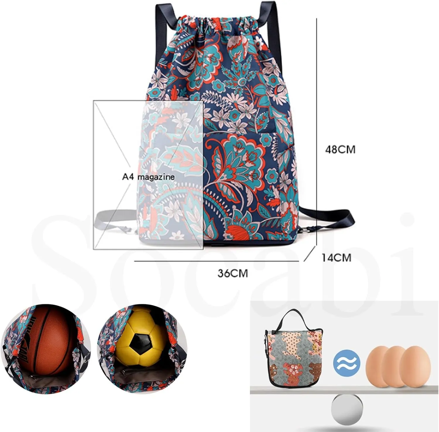 Drawstring Foldable Large Capacity Dry-Wet Separation Travel Sports Backpack,Foldable Drawstring Backpack for Travel (B)