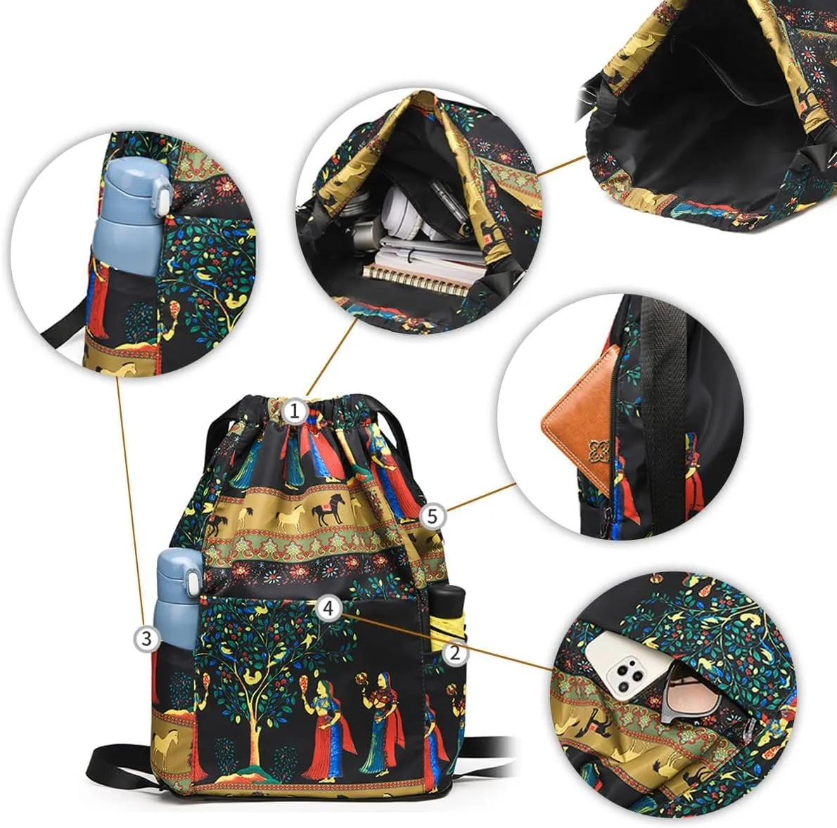 Drawstring Foldable Large Capacity Dry-Wet Separation Travel Sports Backpack,Foldable Drawstring Backpack for Travel (C)