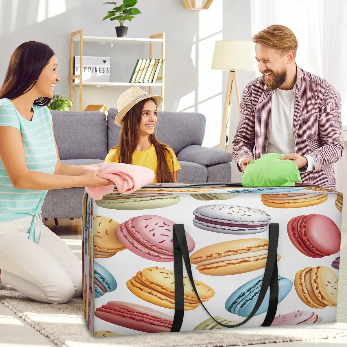 French Macarons XXL Heavy Duty Extra Large Moving Bags with Strong Zipper, Storage Tote Supplies Packing Boxes for Moving, Colorful