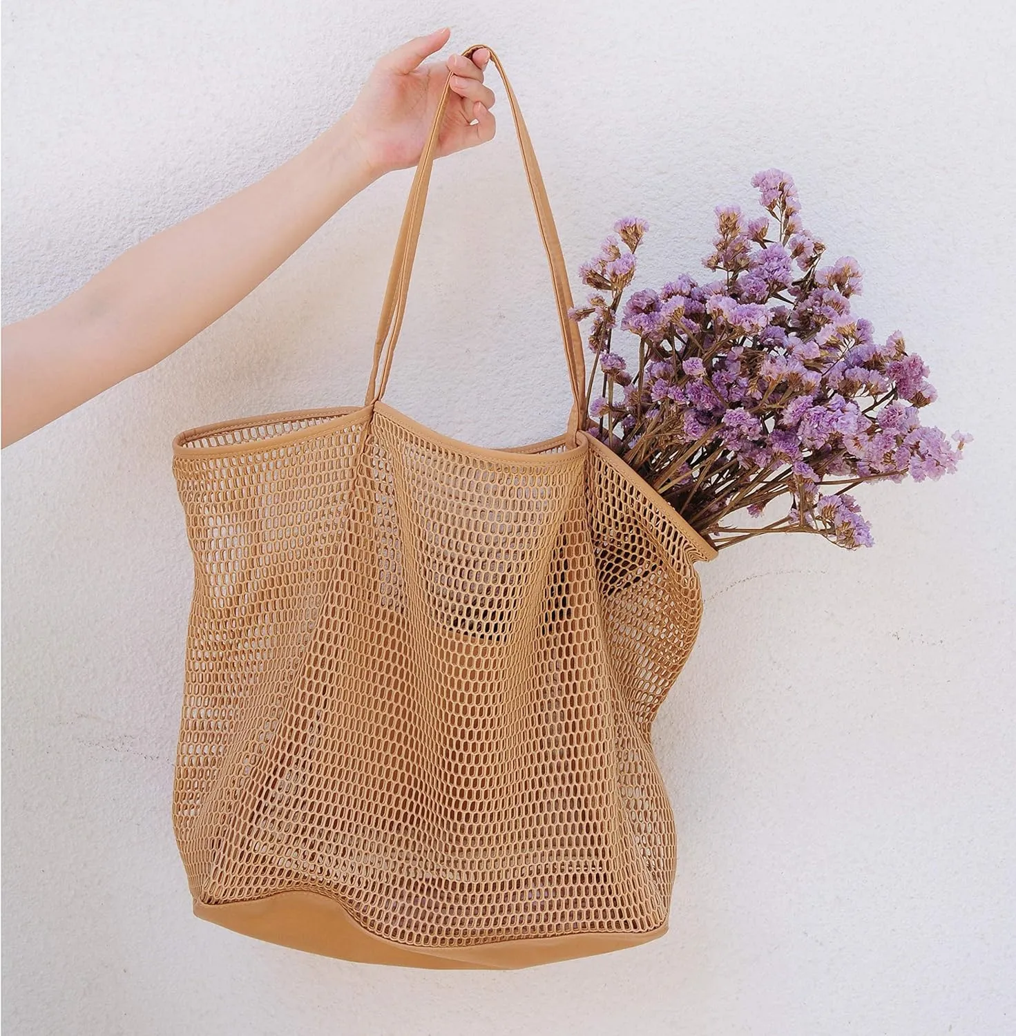 HOXIS Mesh Beach Tote Womens Shoulder Handbag