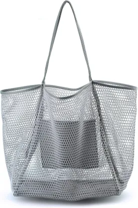 HOXIS Mesh Beach Tote Womens Shoulder Handbag