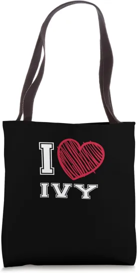 I Heart Ivy First Name I Love Ivy Personalized Tote Bag