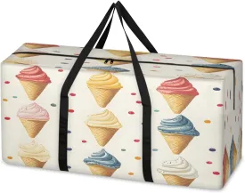 Ice Cream XXL Heavy Duty Extra Large Moving Bags with Strong Zipper, Storage Tote Supplies Packing Boxes for Moving, Food