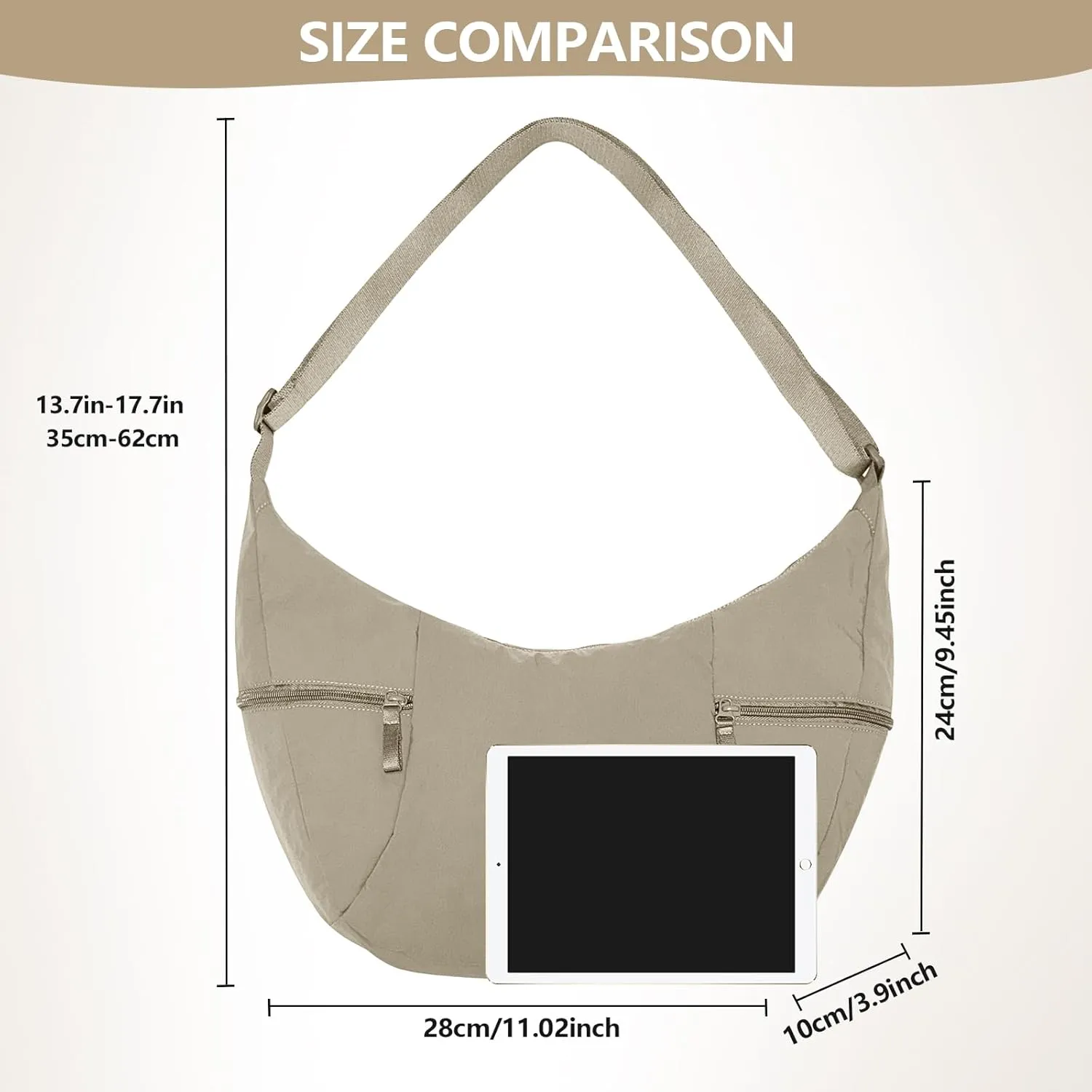 Lightweight Nylon Crossbody Bag for Women Crescent Crossbody Bag with Adjustable Strap