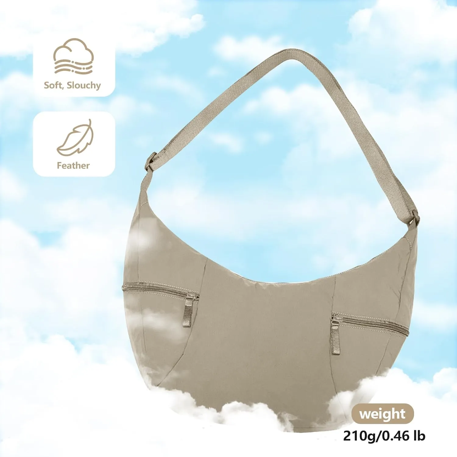 Lightweight Nylon Crossbody Bag for Women Crescent Crossbody Bag with Adjustable Strap