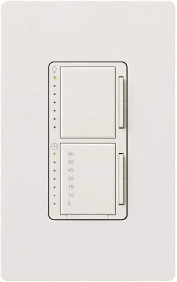 Lutron Maestro 300-Watt Single-Pole Digital Dimmer and Timer Switch, for Incandescent and Halogen Bulbs, MA-L3T251-WH, White