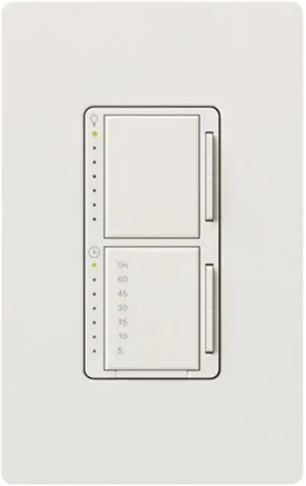 Lutron Maestro 300-Watt Single-Pole Digital Dimmer and Timer Switch, for Incandescent and Halogen Bulbs, MA-L3T251-WH, White