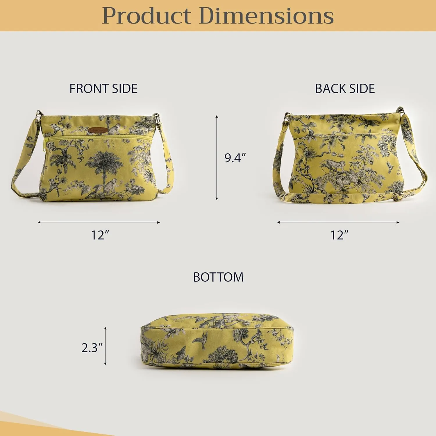 Maison d' Hermine Cross Body Bags for Women Cotton Canvas Shoulder Bag for Shopping Travel Everyday Use Tote purse Sling Bag
