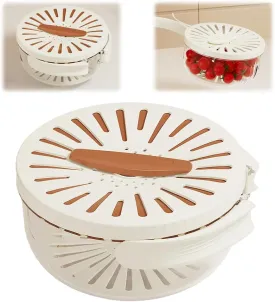Multifunctional Fruit and Vegetable Washing Bowl, 2 In 1 Sealing Drainer Drain Basket, Fruit Drainer Container with Foldable Handle, Kitchen Sink Drain Basket for Vegetable Washing (Brown)