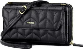 nuoku Womens RFID Wallet Purse Wristlet Crossbody Clutch with Zip Around 2 Strap