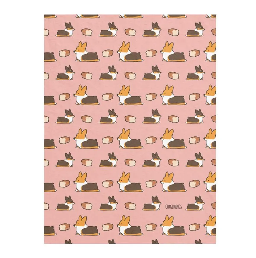 Pink Loaf Tricolor Corgi Fleece Blanket | 3 Sizes