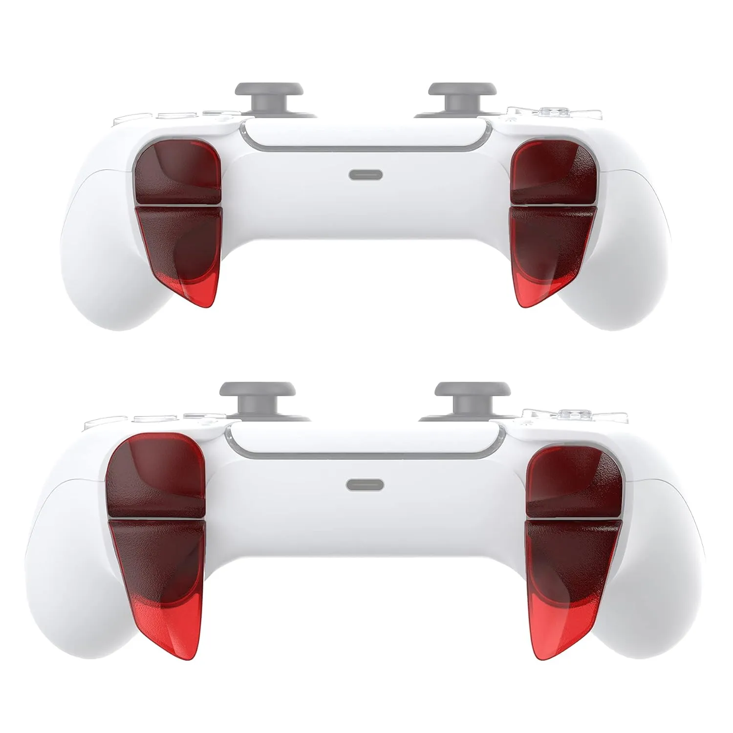 PlayVital Blade 2 Pairs Shoulder Buttons Extension Triggers for ps5 Controller, Game Improvement Adjusters for PS Portal Remote Player, Bumper Trigger Extenders for ps5 Edge Controller - Clear Red