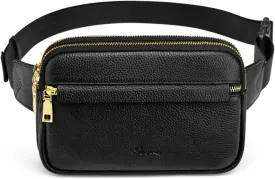 S-ZONE Fanny Packs for Women Genuine Leather RFID Blocking Crossbody Bags Purses Sling Waist Chest Bag Gifts Travel Running Adjustable Strap Men