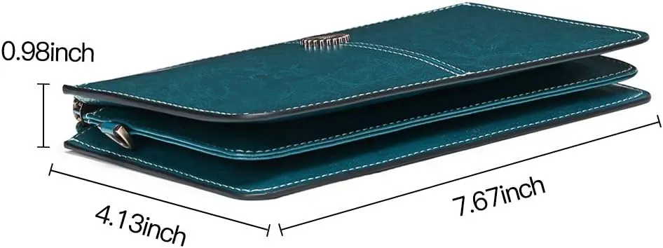 SENDEFN Leather Wristlet for Womens Wallet RFID Blocking Double Zip Cell Phone Clutch Purse