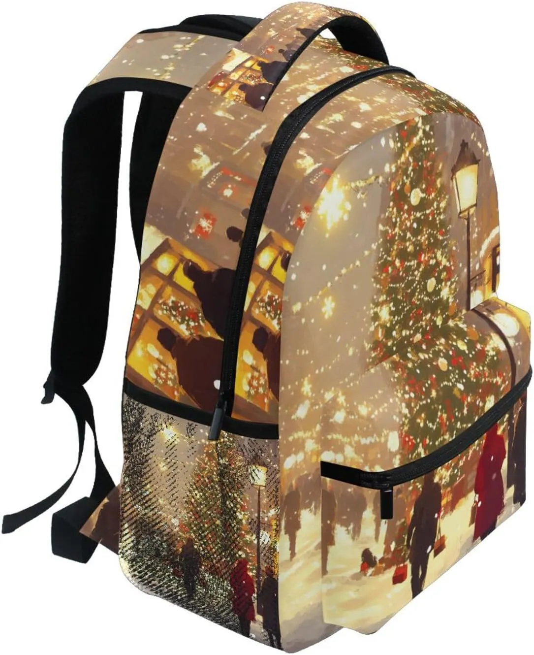 Street Winter Christmas Backpack for School Boys Girls Laptop Travel Backpack Book Bag Daypack 11.4 16 In S
