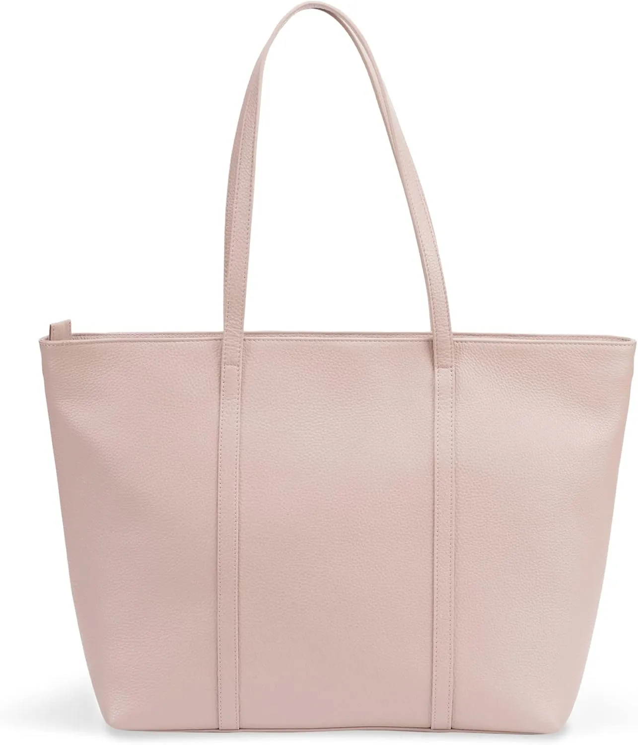 Tan & Loom Women's Genuine Leather Tote Bag | Long Handle Tote Bag (Large Nude Pink)