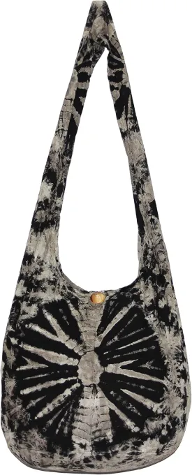 TIE DYE Bohemian Hipster Hobo Boho Hippie Crossbody Bag Purse Black Tone 39"