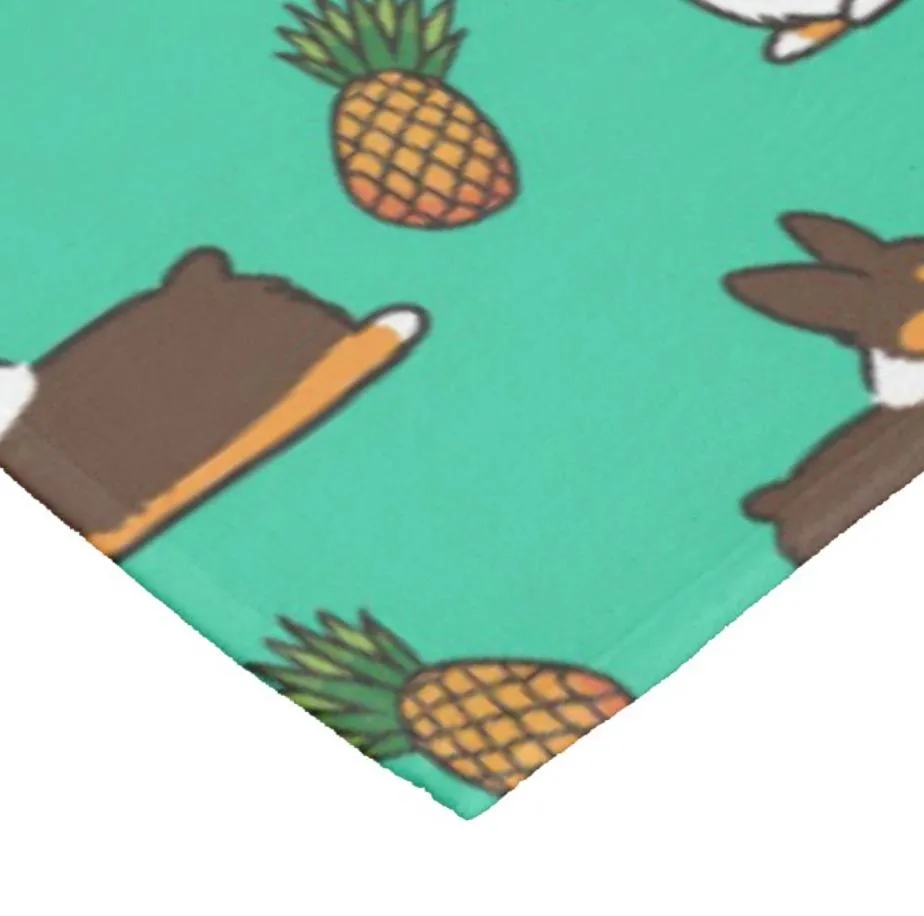Tricolor Pineapple Corgi Fleece Blanket | 3 Sizes