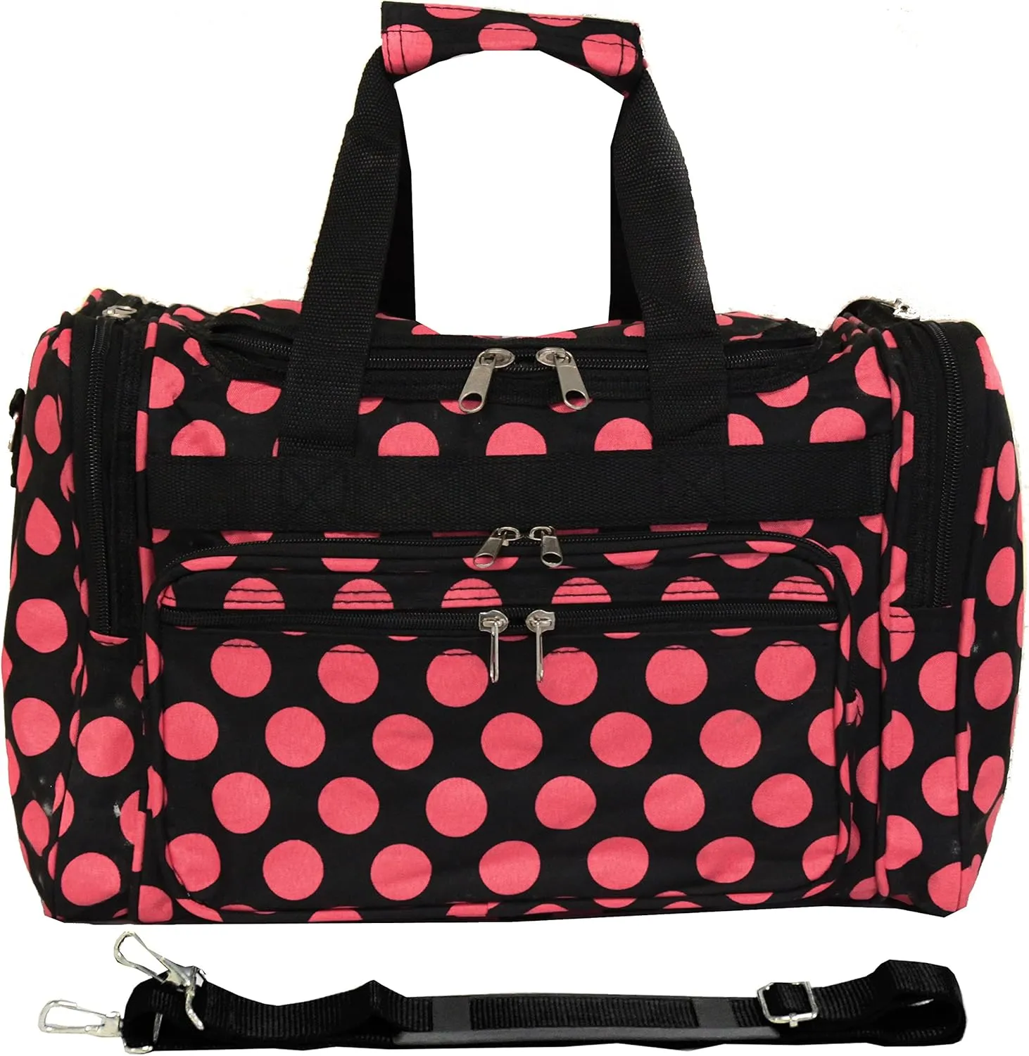 World Traveler 81T16-639 Duffle Bag, One Size, Black Pink Dot II